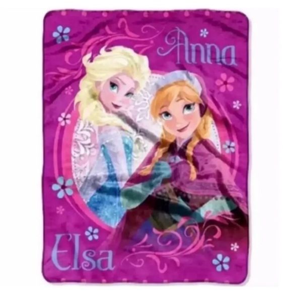 (NWT) Disney FROZEN Anna & Elsa Cozy Micro-fleece Blanket in Purple - Picture 1 of 8